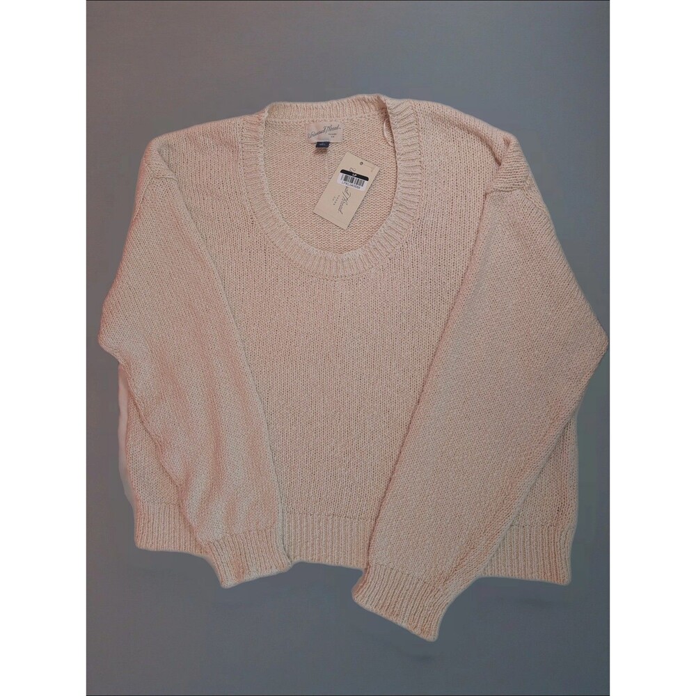 Women's Universal Thread Crafted Scoop Neck Pullover Sweater Beige Medium